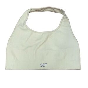 Set active green halter cropped top